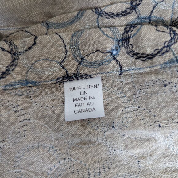 100% raw linen button down shirt with blue embroidery - Picture 14 of 15